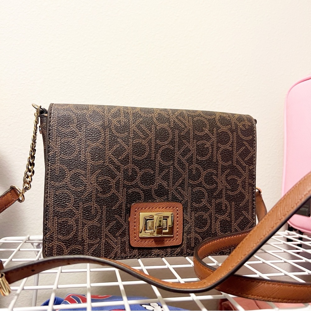 Calvin Klein Monogram Brown Crossbody Bag